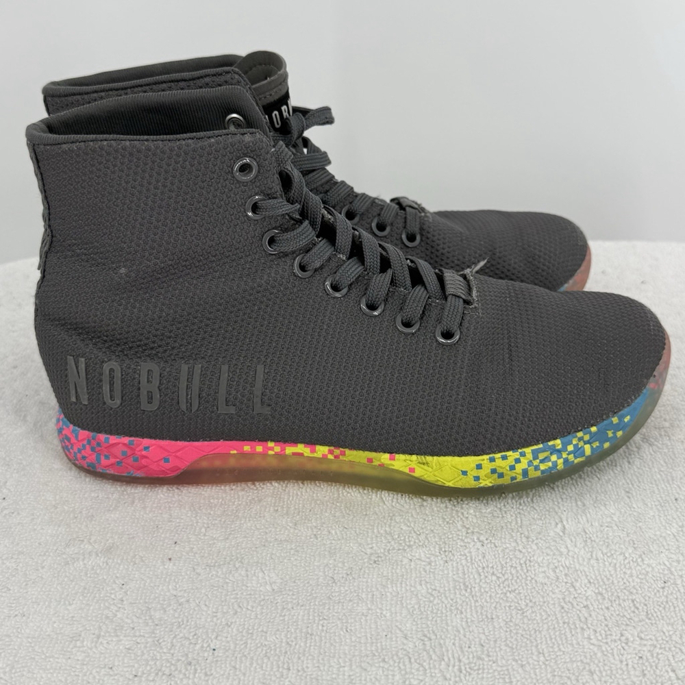 No Bull Glitch Neon Sole Gray High Top Outwork Sneaker Women’s Size 8.5